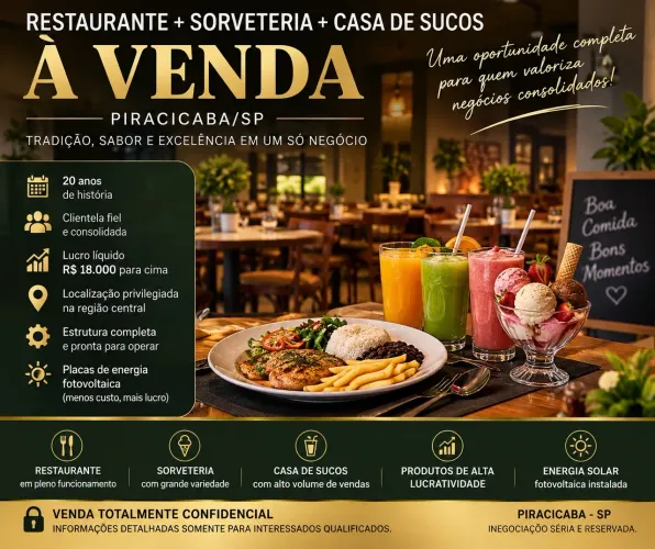 Restaurante na região central mais movimentada da cidade de Piracicaba