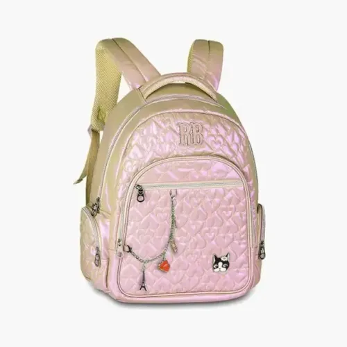 Mochila de Costas Escolar Infantil Rebecca bonbon Cor Dourado
