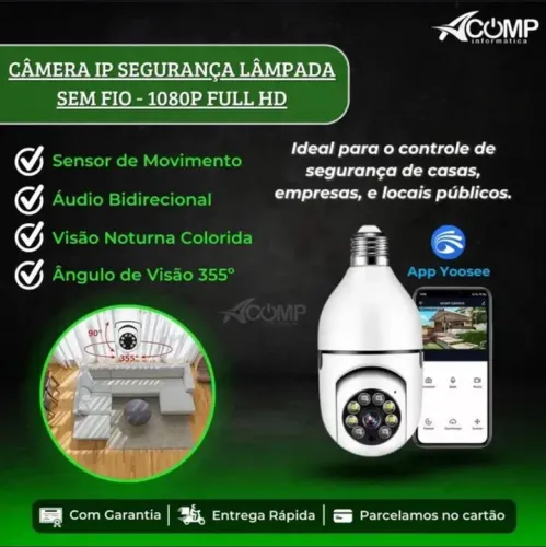 Câmera IP Segurança Lâmpada - 1080P Full HD