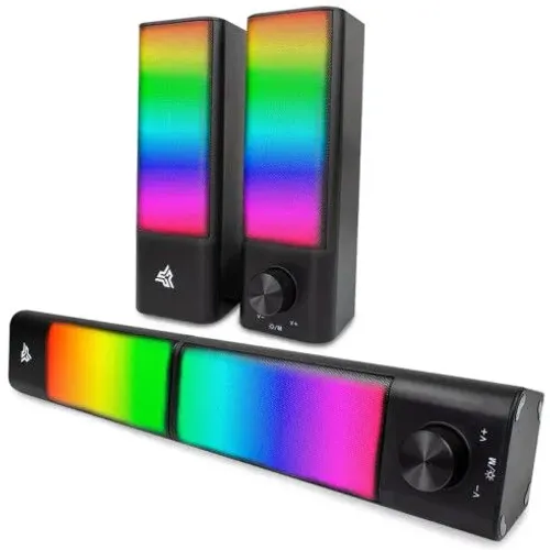 Caixa de Som RGB PC Gamer - Iluminação RGB para computador alto falante notebook