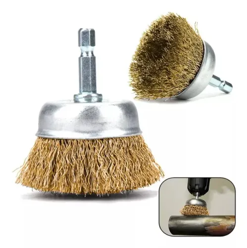 Kit 4 Peças de Escovas de Aço para Furadeira Circular Copo e Pincel - Mtx
