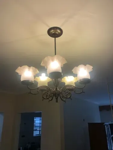Lustre colonial tulipa antigo raro bronze