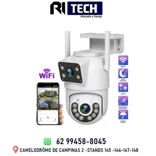 Camera Wifi Externa Multipla Visão Segurança 2 em 1 Fixa e Giratória + Cartão de Memória