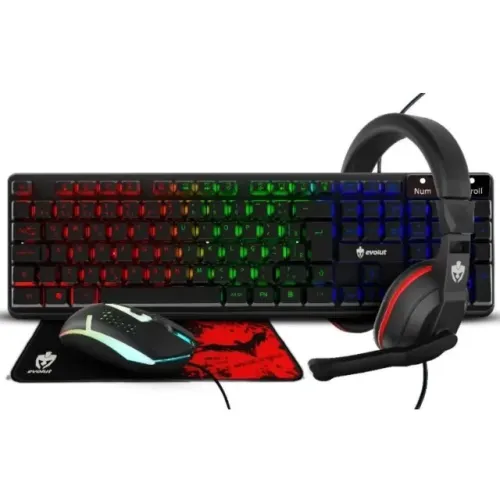 Kit Gamer Teclado, Mouse, Headset e Mousepad Evolut EG-54