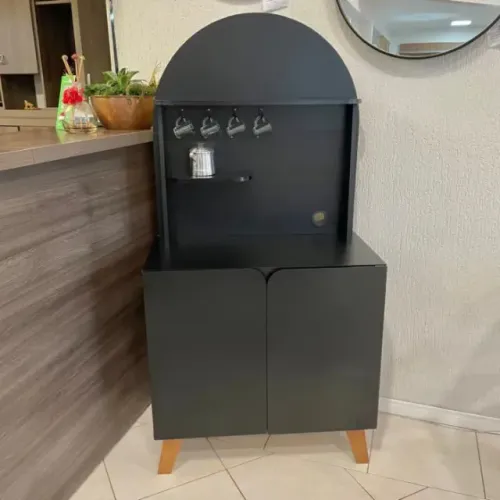 Novo | Balcão Cantinho do Café Aparador 2 Portas Preto 80cm - Fazemos Entrega