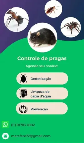 Serviço de dedetização e limpeza de caixa d'água 
