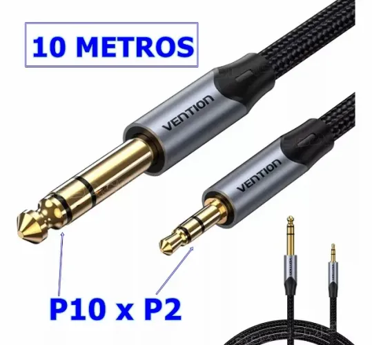 Cabo P10 x P2 Trançado -10 Metros Blindado - Original Vention - R$: 150,00