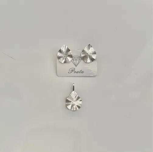 Conjunto gota brincos e pingente Prata 925 legítima