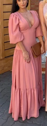 Vestido longo rosa elegante Blue Shop