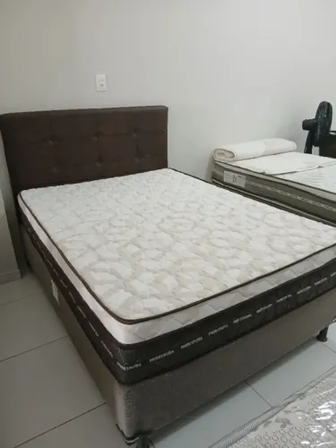 Cama Box Casal e Colchão Ortobom Molas Ensacadas