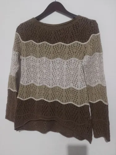 Suéter Feminino Tricot Listras - tamanho M 