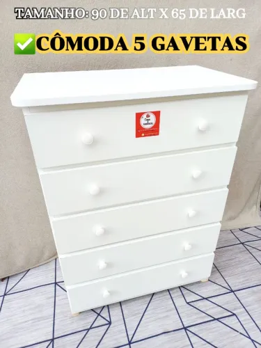 Cômoda 5 Gavetas Branca MDF (Entregamos)