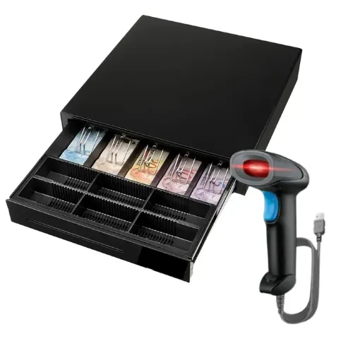 KIT Caixa Registradora + Leitor de Código de Barras (Novo)