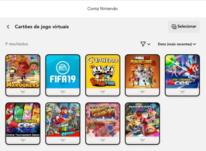 Conta Nintendo Switch com Mario Kart / Mario Tennis / Mario Odissey e outros jogos