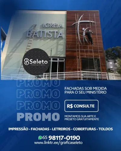 Fachadas para Igrejas, Lojas e Comércio - Sob Medida - Orçamento Grátis