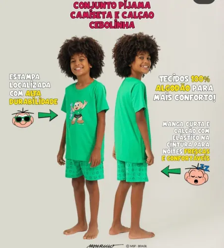 Pijama Cebolinha 100% Algodão