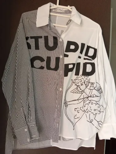 Camisa listras, e estampa cupido 