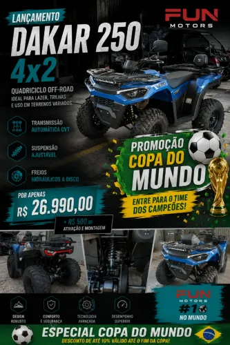 Quadriciclo Dakar 250 4x2 2026 0km Fun motors 