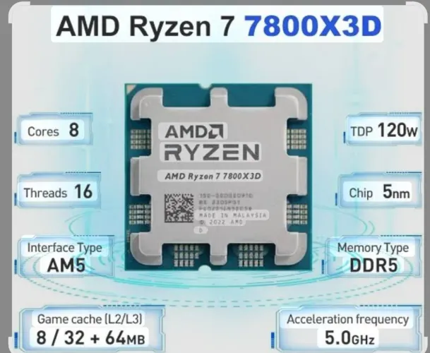 Processador ruzen 7 7800x3d - novo