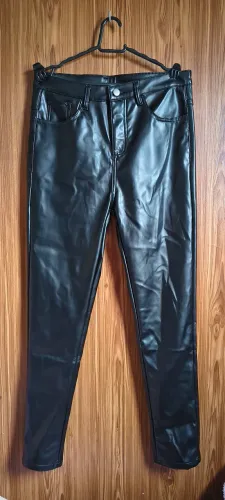 Calça de Couro Masculina Fashion Jeans Skinny