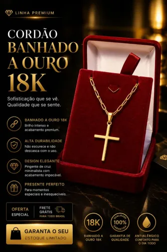 Cordão masculino / Cartier & Pingente Cruz