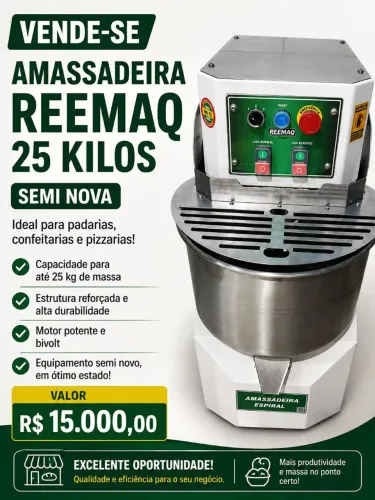 Vende amassadeira reemaq 25 kilos semi nova 