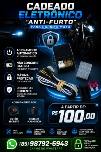 Cadeado Eletrônico Bloqueador Alarme P/Moto 50cc a 1000cc