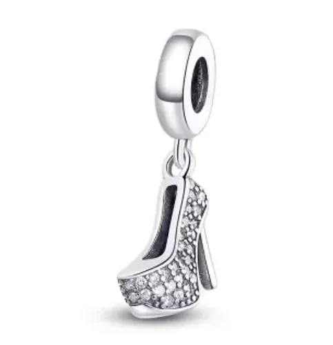 Berloque Sapato De Salto Cravejado (Prata 925)