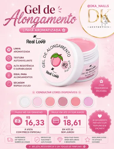 gel para alongamento de unha real love - linha aromatizada