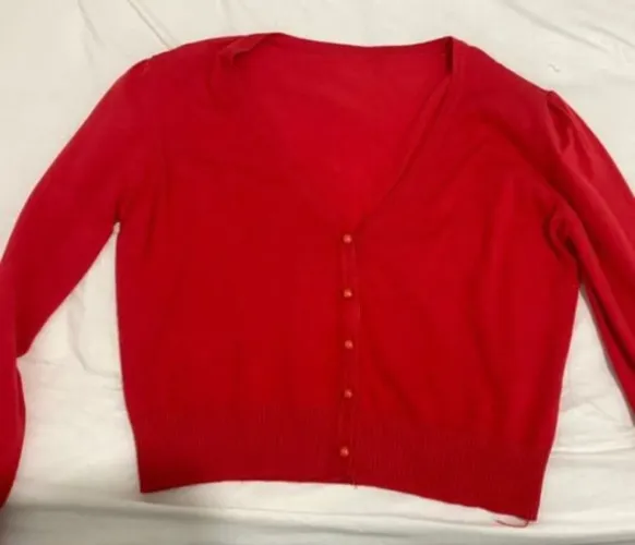 Cardigan vermelho alaranjado