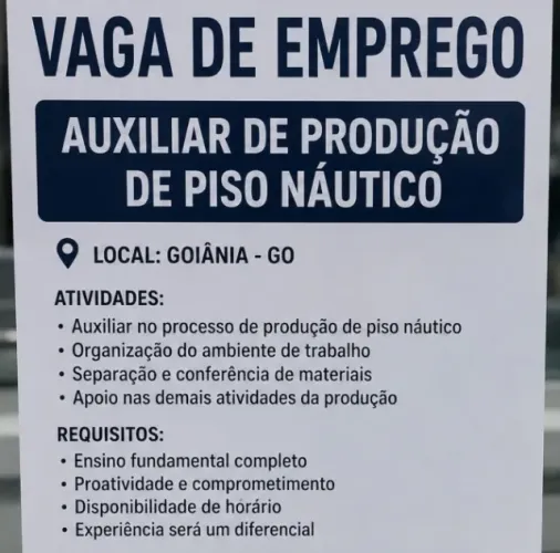 AUXILIAR DE PRODUÇÃO ! PISO NAUTICO