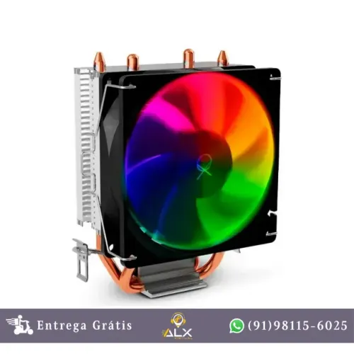 Air Cooler Cpu Ox 95w Led Rainbow, Intel/amd, 2 Heatpipe 1800rpm Preto *ENTREGA GRÁTIS*