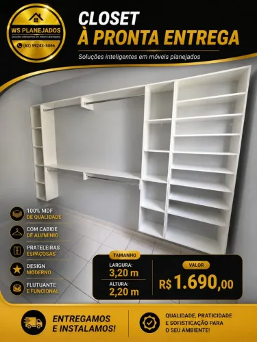 Closet a pronta entrega para lojas ou quartos