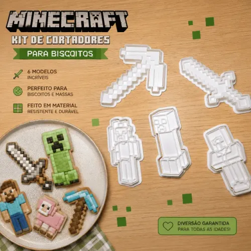 Kit Cortadores de Biscoito Minecraft 5 Peças