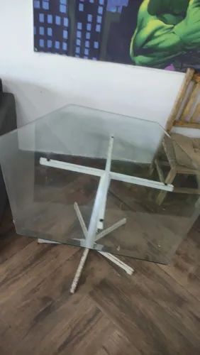 Mesa de vidro redonda 5 lugares 