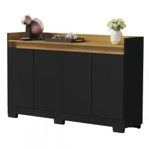 Buffet Real com 4 portas Preto/Mel - Pagamento no ato da entrega