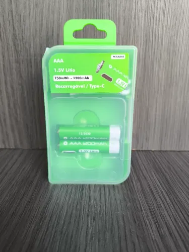 Pilha AAA Recarregável 1.5V com USB-C Carga Rápida Direta