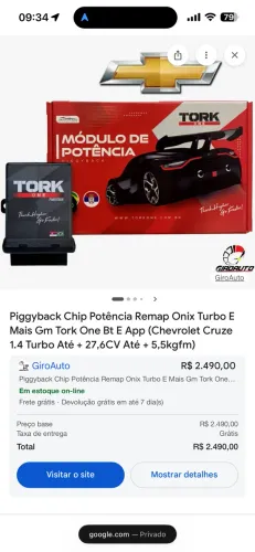 Piggyback - Tork One - cruze 1.4 turbo