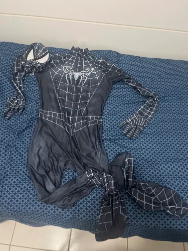 Fantasia Homem Aranha Preto De Luxo Corpo Todo Perfeito Estado 