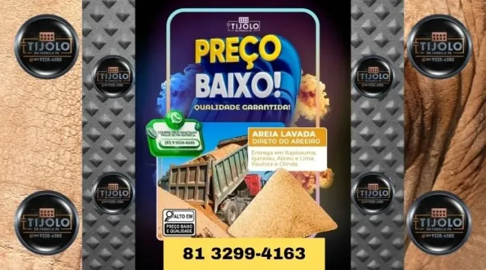 areia lavada entrega garantida amanhã 