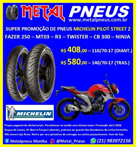 Pneus Michelin Fazer 250 Twister CB300 Ninja MT03 R3 - Novos Com Garantia