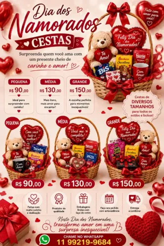 Cesta de chocolates/ café da manhã ou times.