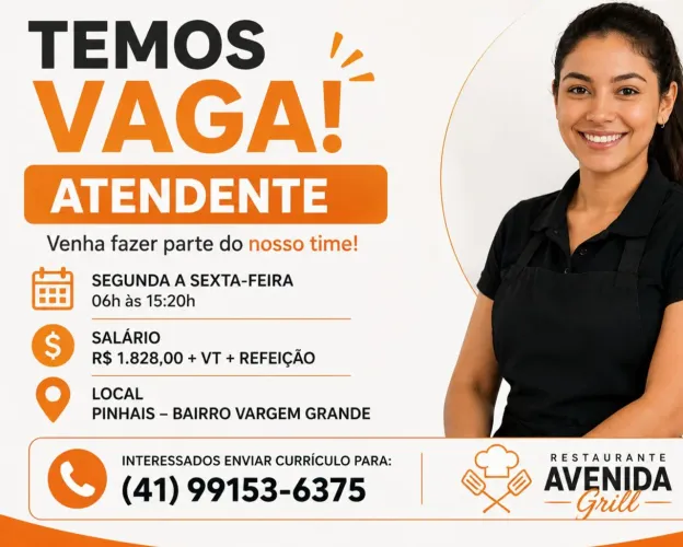 Vaga de atendente de Restaurante