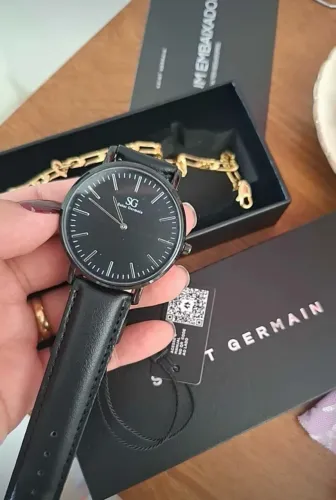 Relógio Saint German masculino couro Murray full black