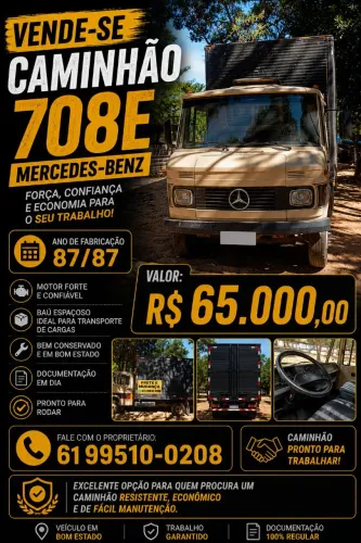 Caminhão baú 708E, 87/88, troca preferência por Fiorino.