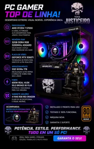 Computador gamer top linha ryzen 7 5700x