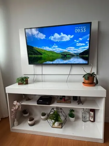 Conjunto Rack para TV - Painel + Rack + Mesa Auxiliar (3 peças)
