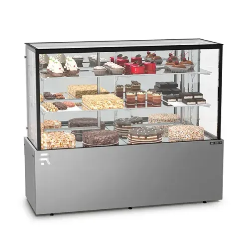 VITRINE CONFEITARIA REFRIGERADA REFRIMATE VANGUARD TOP CVTR 145 CM 220V INOX R$ 8899