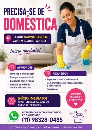 Preciso moça trabalhos domésticos