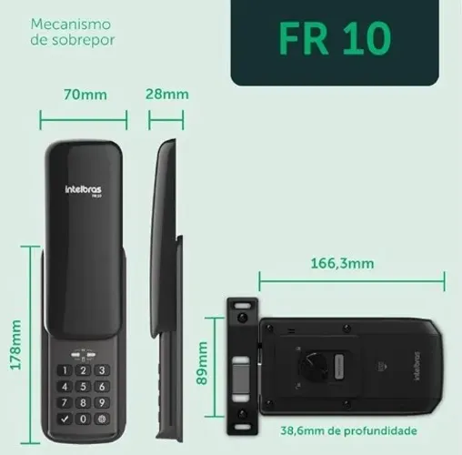 Fechadura Digital Intelbras FR 10 Preta - NOVA